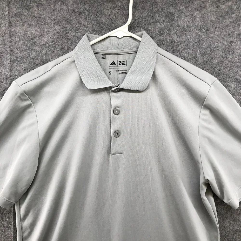Adidas Golf Polo Shirt Mens S Light‎ Gray Short Sleeve Performance Quick Dry